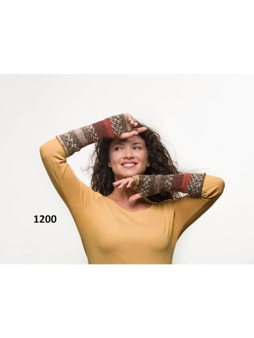Cozy Handmade Knitted Fingerless Gloves - Winter Wool, Brown & Dark Orange